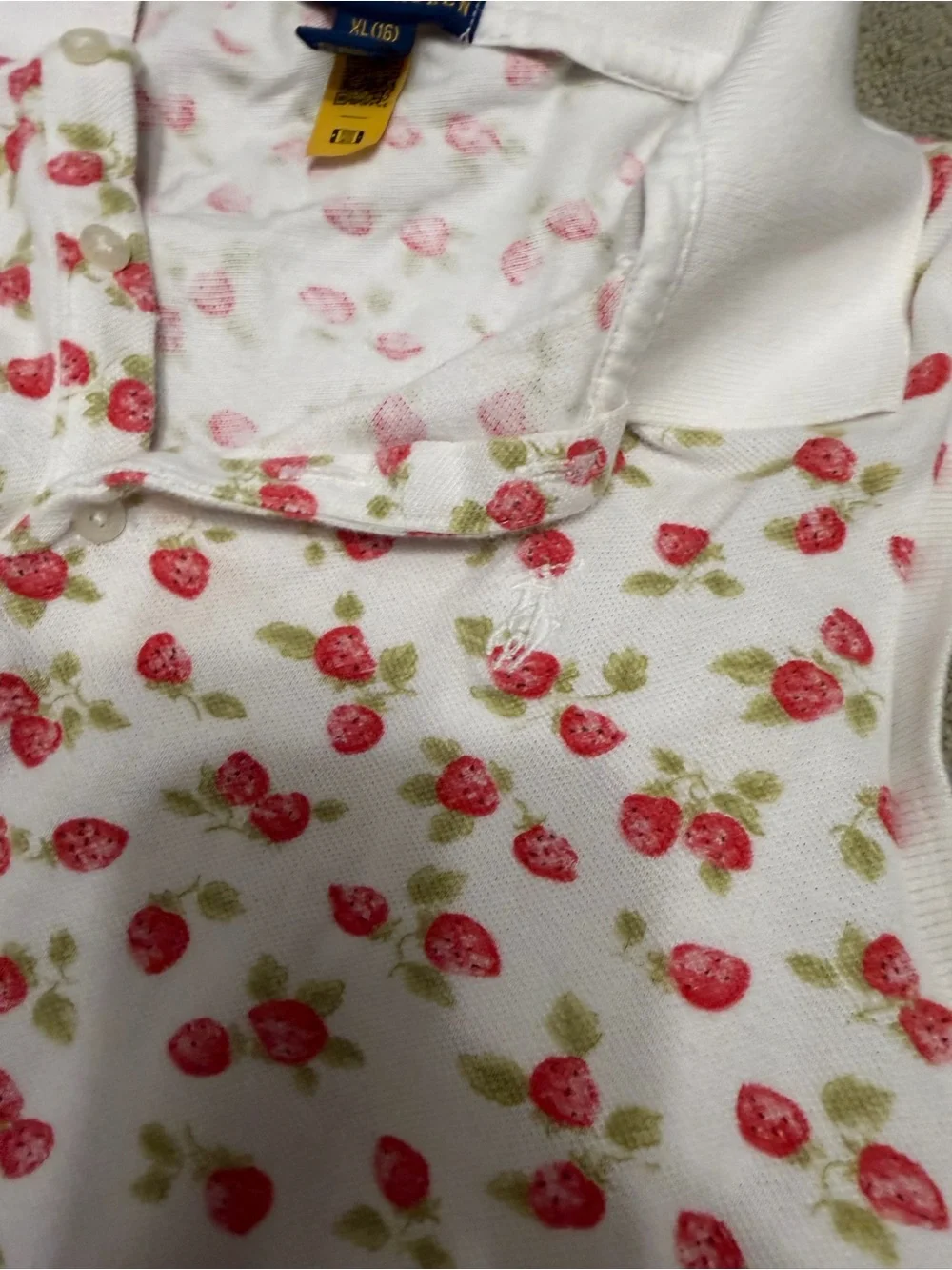 Ralph Lauren White Sleeveless Strawberry-Print Romper